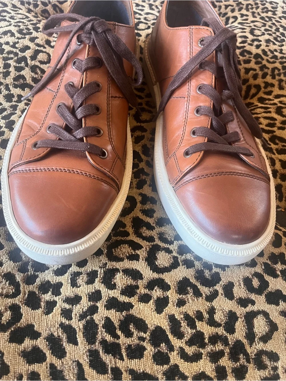 Men’s Lucky Brand Brown Leather Casual Comfort Work Shoes, Sneakers SZ 13